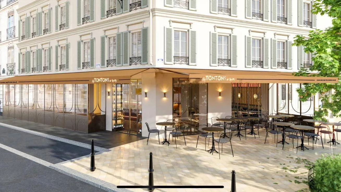 Façade et terrasse, place Parmentier